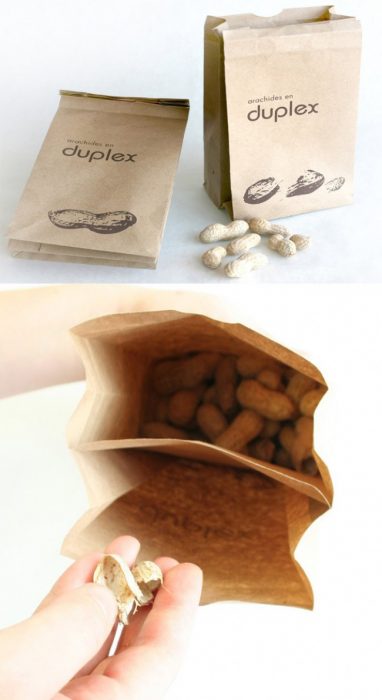 empaque de cacahuates con doble bolsa para la basura