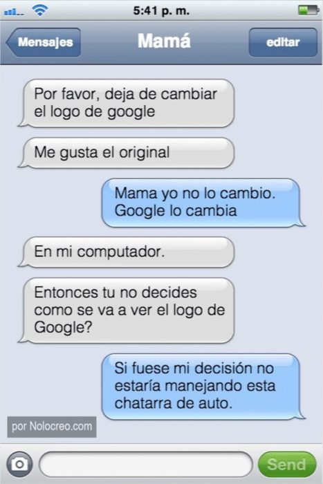 Mensaje entre padres e hijos: Mamá le pide a su hijo que deje de cambiar el logo de Google