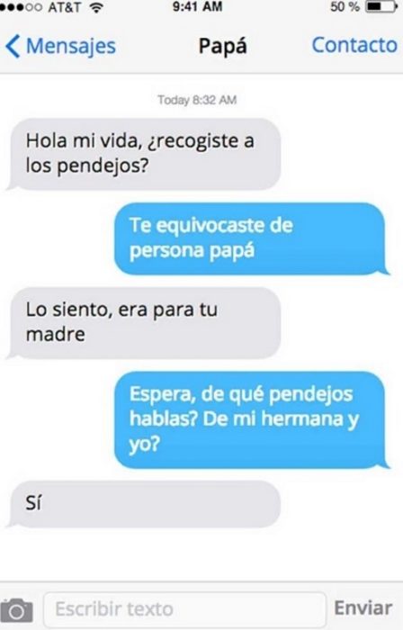 Mensaje entre padres e hijos: Papá manda mensaje "¿recogiste a los pendejos?"