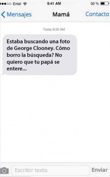 Mensaje entre padres e hijos: Mamá pide ayuda para borrar la búsqueda porque buscó una foto de George Clooney