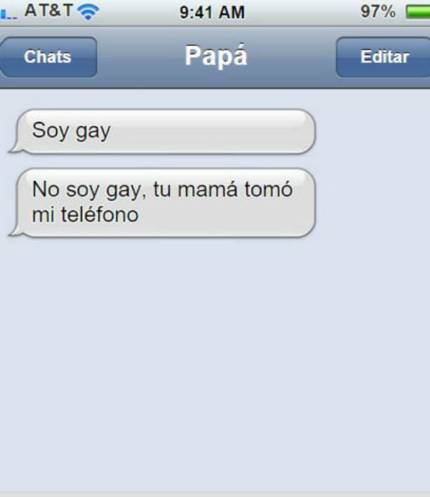 Mensaje entre padres e hijos: Papá manda un mensaje diciendo que es gay