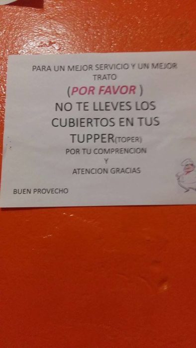 nota trabajao cubiertos tuper