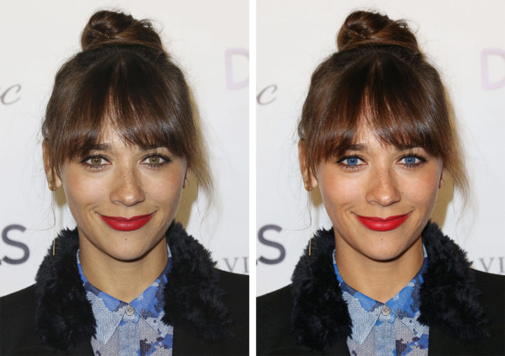 Comparación de ojos de color en Rashida Jones