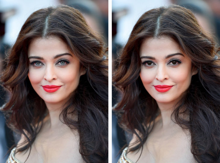 Comparación de Aishwarya rai en ojos de color