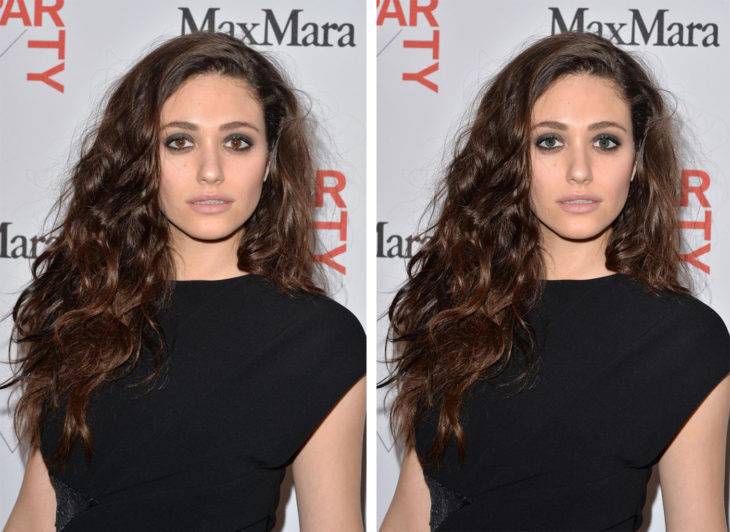 comparación de ojos de color en Emmy Rossum