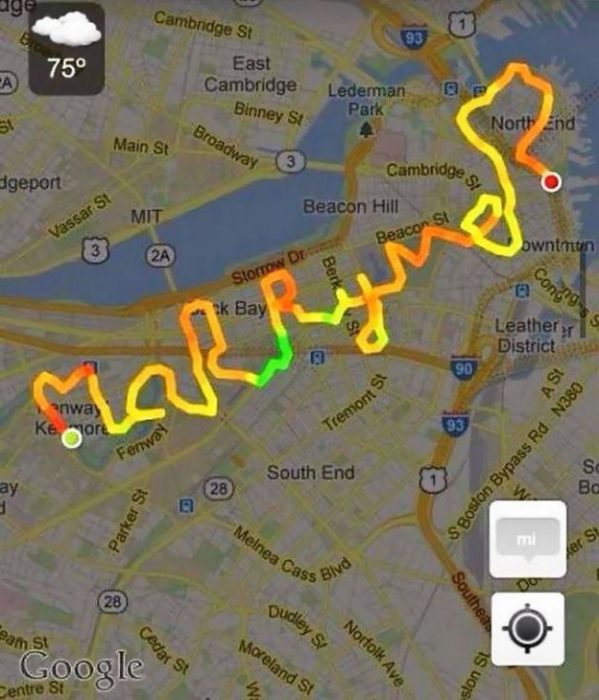 Propuesta. Mapa GPS con las palabras marry me?