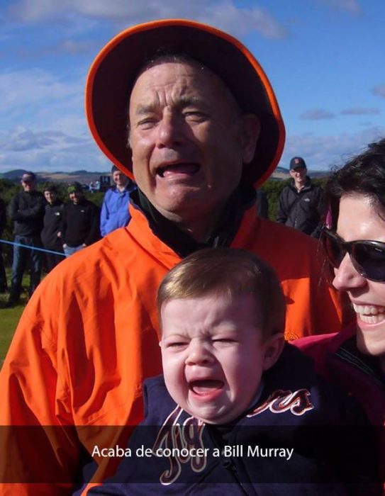 niño llorando junto a Bill Murray