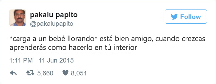 tweet gracioso sobre bebés llorar por dentro