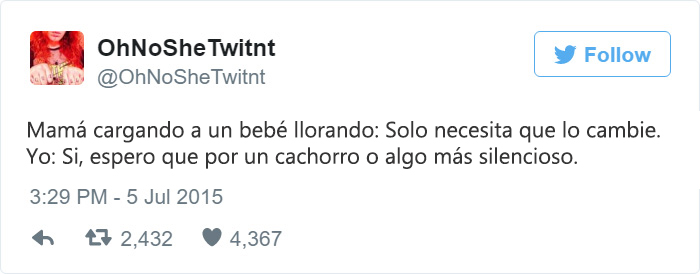 tweet gracioso sobre bebés cambiar bebe por otro