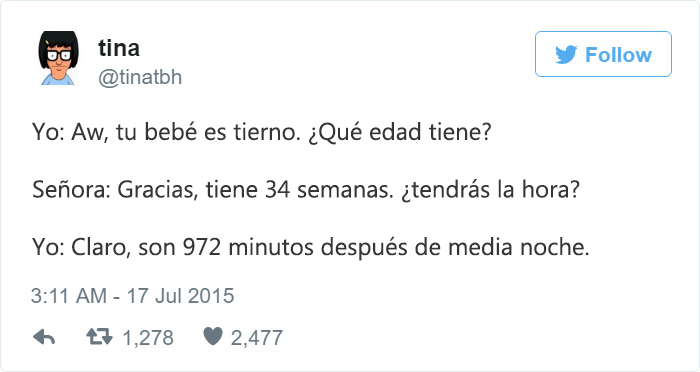 Tweet gracioso sobre bebés edad