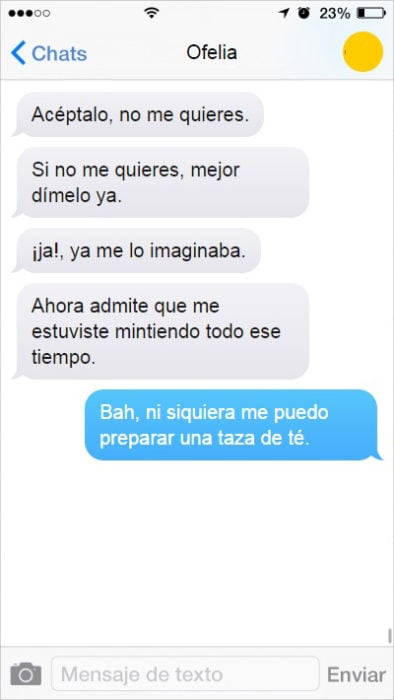 mensaje de texto mujer insistente