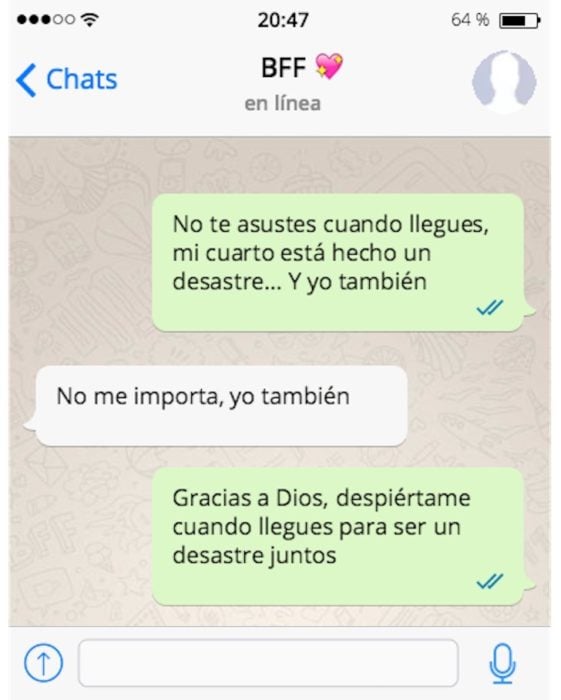 mensaje de texto entre amigas