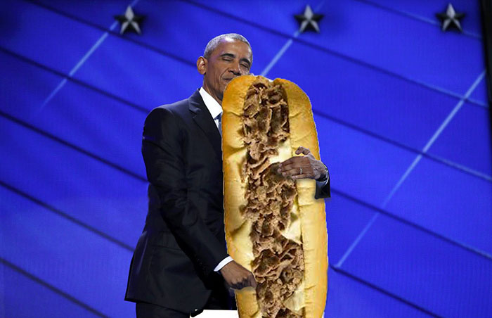 obama abrazando una torta