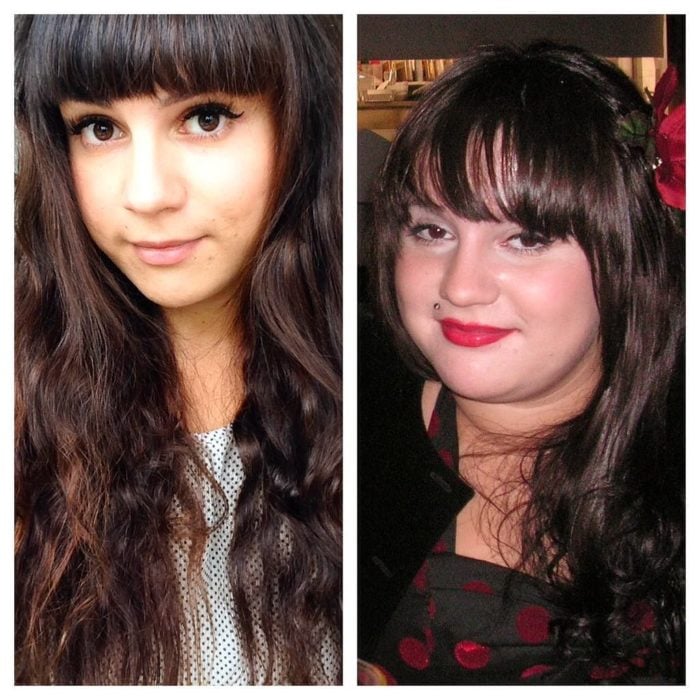 cara de muchacha antes y después de perder peso