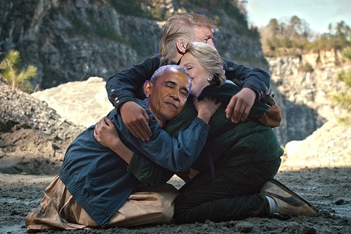 trump, obama y hillary abrazo editado