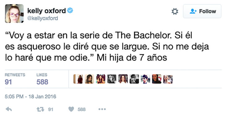 Twitter niña de 7 años sobre bachelor