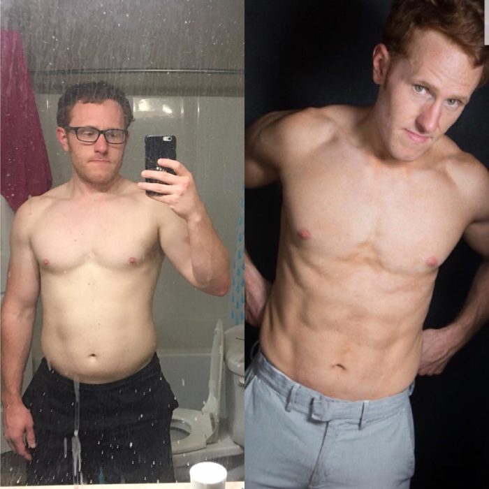 hombre antes y después de hacer ejercicio