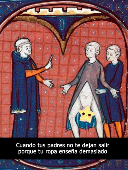 pintura medieval hombre con testículos de fuera