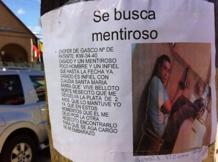 cartel se busca mentiroso