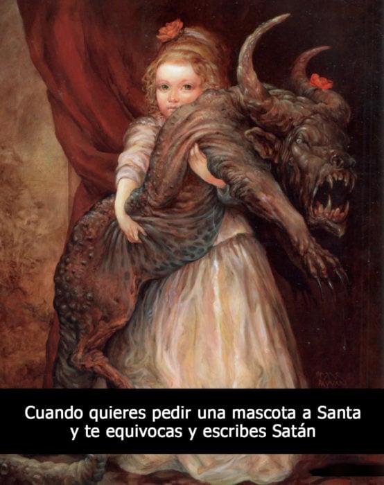 pintura medieval niña con demonio