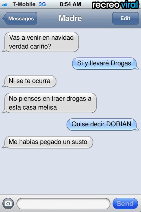 mensaje de texto llevaré drogas