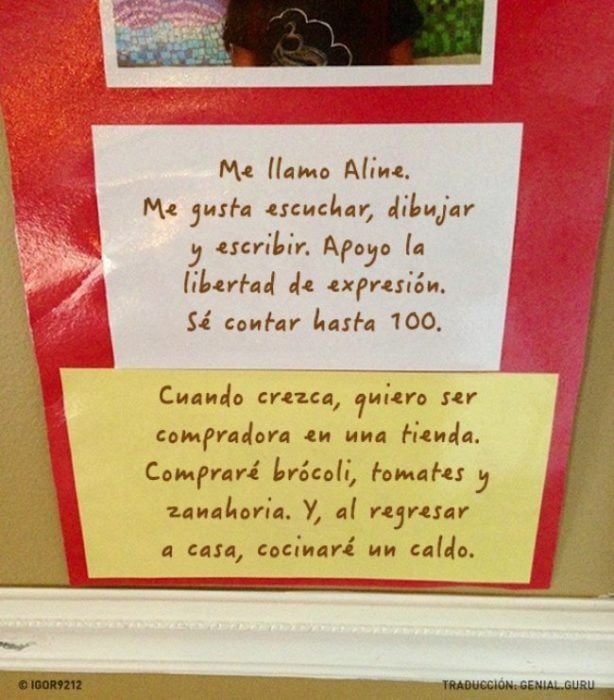 cartel de una niña que cuando crezca quiere ser comrpadora