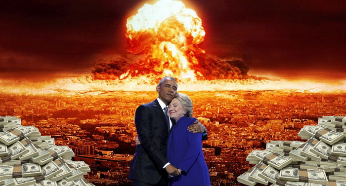 foto editada de obama y hillary explosión