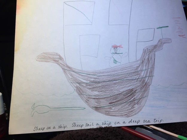 dibujo de un barco hecho por un niño