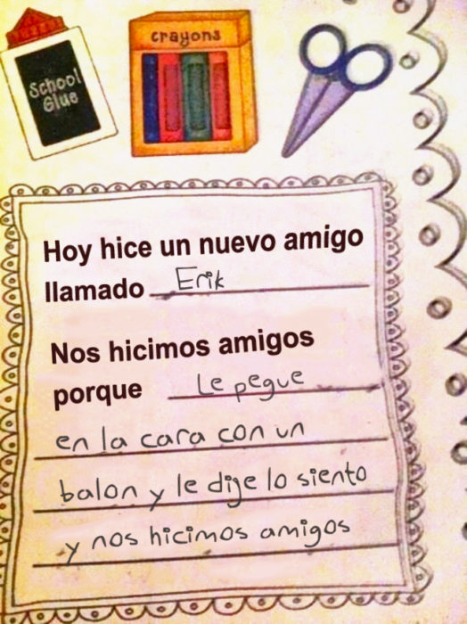 nta de un niño que le pegó a otro y se hicieron amigos