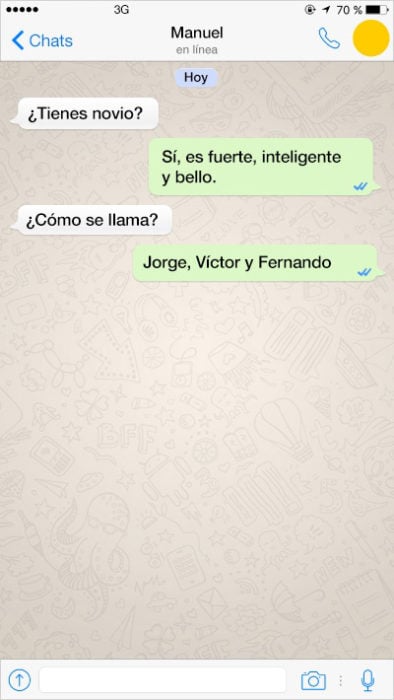 mensaje de texto varios novios