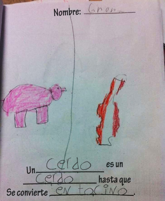 dibujo de un cerdo realizado por un niño