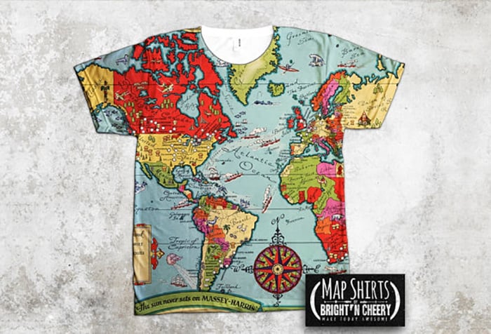 camiseta del mapa del mundo