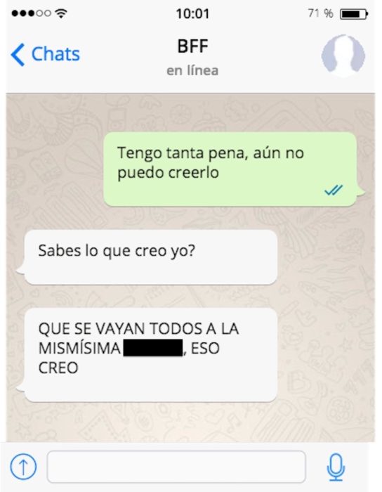 mensaje de texto que se vayan todos a la mierda