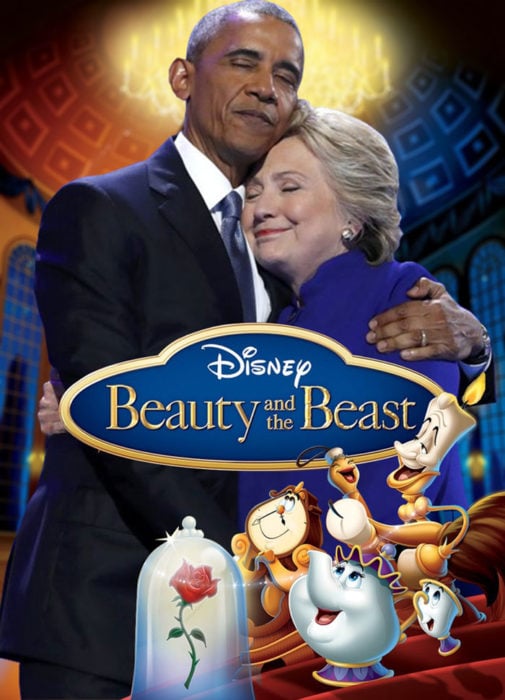 obama y hillary la bella y la bestia