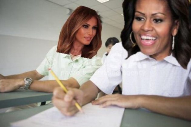 melania y michelle meme en la escuela