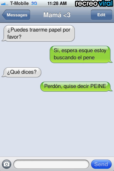 mensaje de texto traeme papel