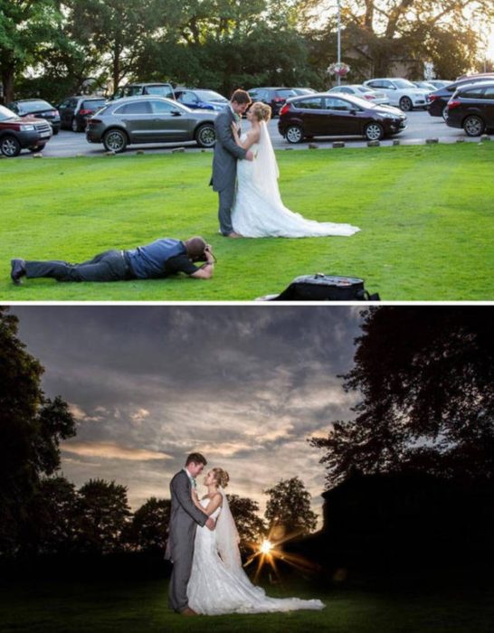 detrás de escenas fotógrafo de boda