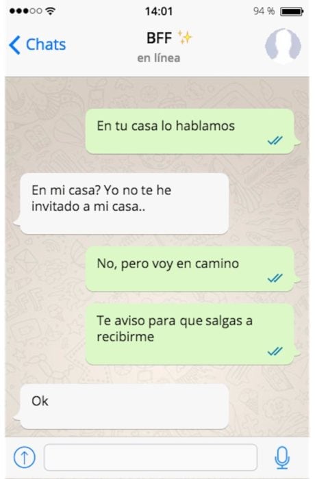 voy para tu casa mensaje de texto