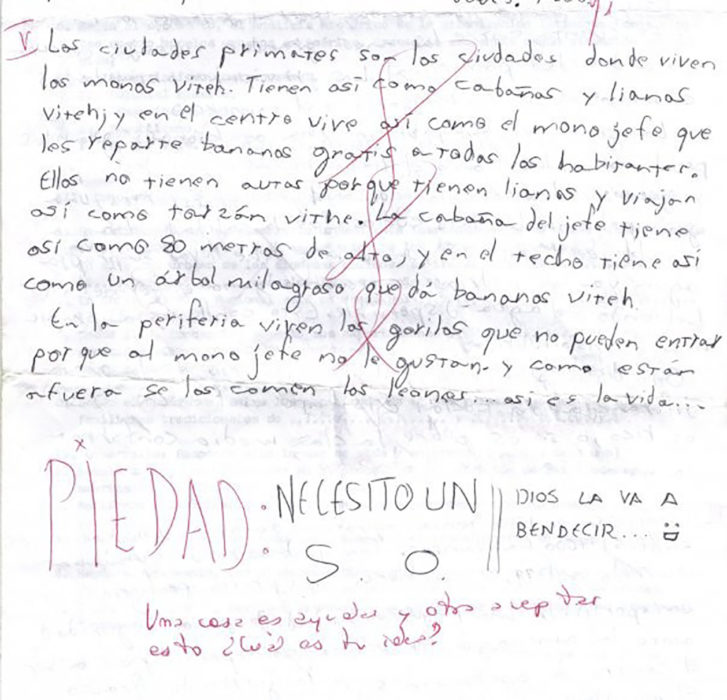 imagend e una carta escrita por un niño