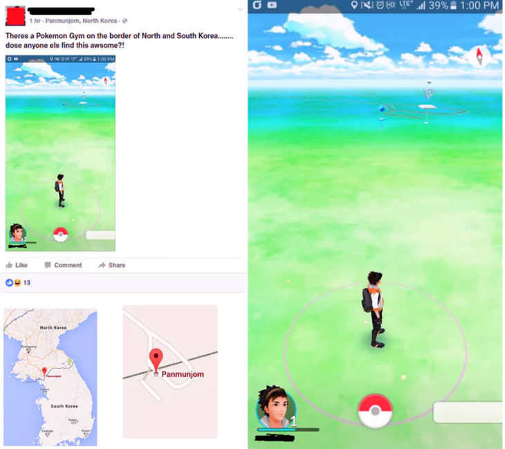 Adictos Pokemón Go . en la frontera de corea del norte