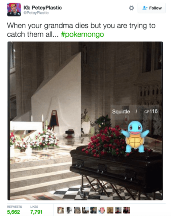 Adictos Pokemón Go. Funeral abuela