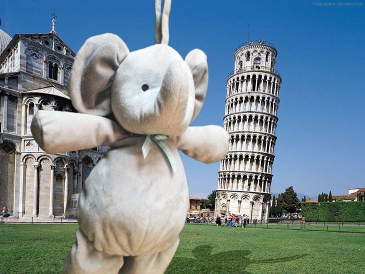 selfie en la torre de pizza