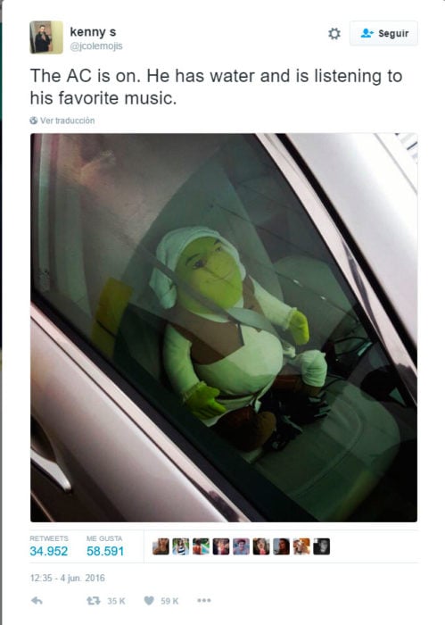 sherk con una pañoleta para evitar el calor