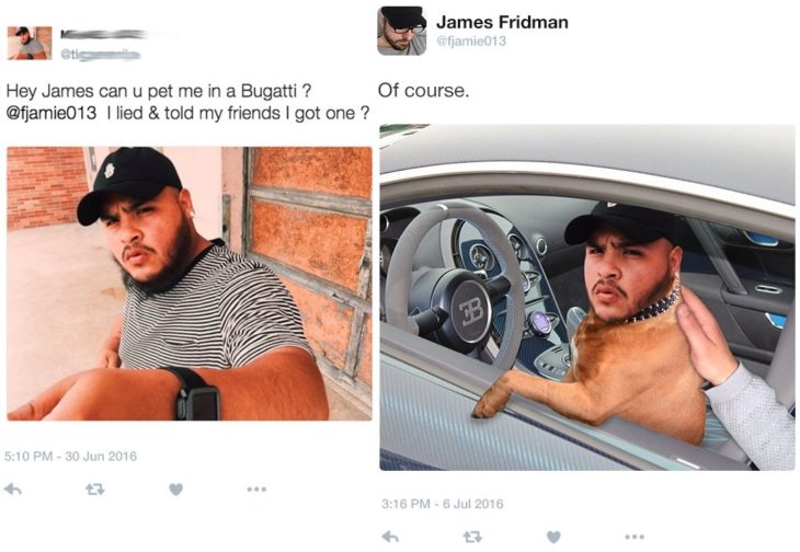 James Fridman en un bugatti