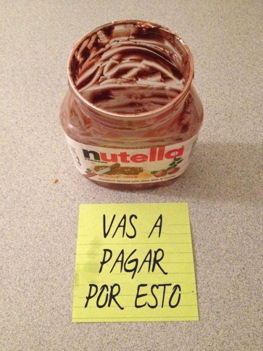 Frasco de nutella vacío vas a pagar por esto