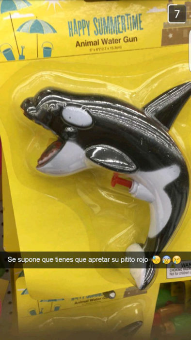 Snapchat Divertidos. Un juguete de agua de una orca