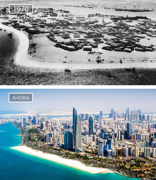 Foto de Abu Dhabi en 1970 y ahora