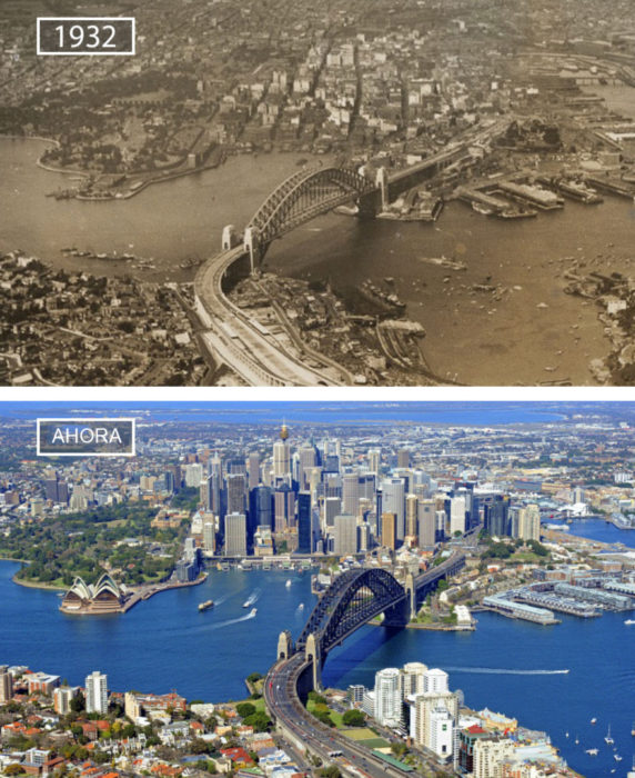 Foto de Sydney en 1932 y ahora