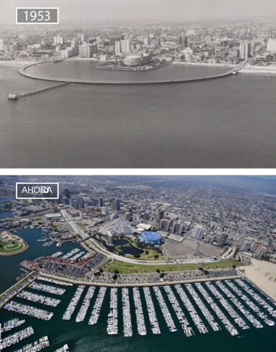 Foto de Long Beach en 1953 y ahora