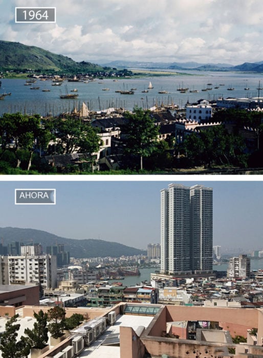 Foto de Macau en 1964 y ahora